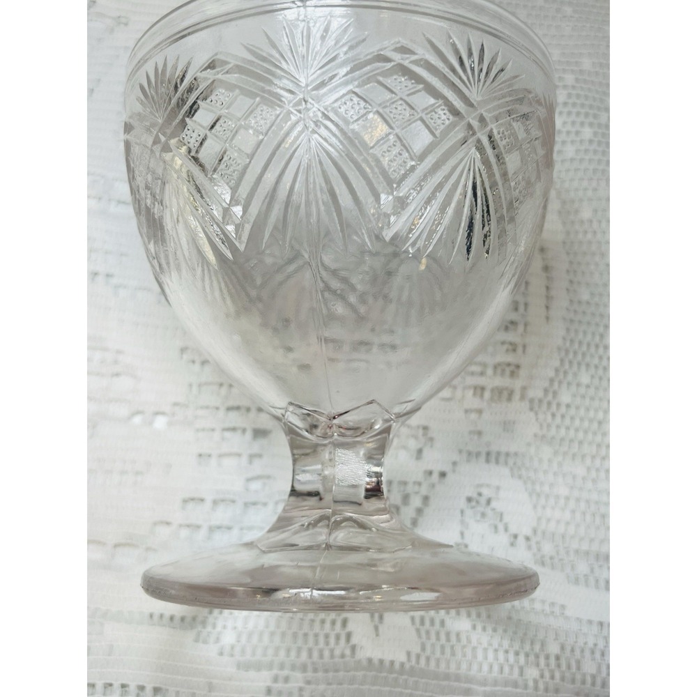 Antique 1800s Buttermilk Glass Goblet Open Sugar Bowl Diamond Starburst - Picture 4 of 7